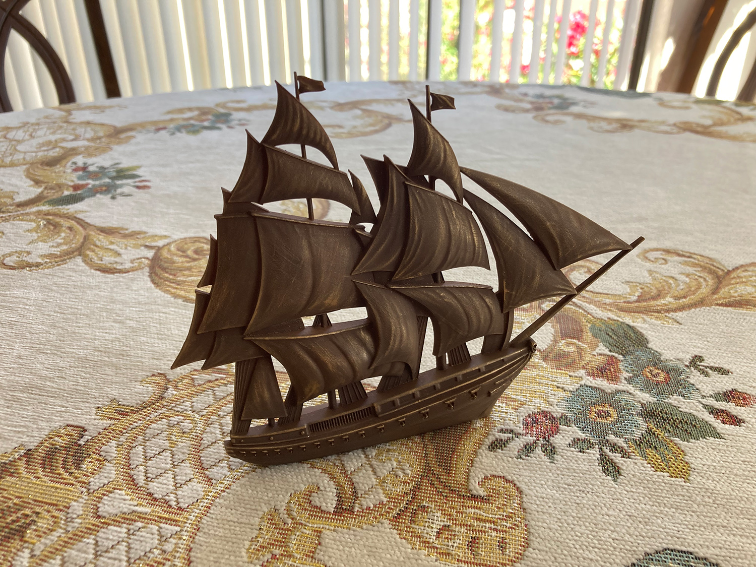 Frigate Bronze Sculpture. 3D Printing Services. Tabletop Souvenir.